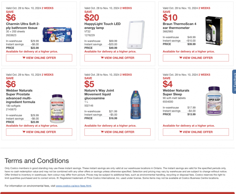 Costco Canada Coupons/Flyers Deals at All Costco Wholesale Warehouses